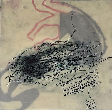 Jutta Siebert, creature, Ölkreide, Wachs, Ritzungen, 2019, 23 x 23 cm